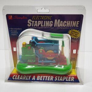 Swingline Electronic Stapling Machine Green Battery Operated Clear 21103 NOS
